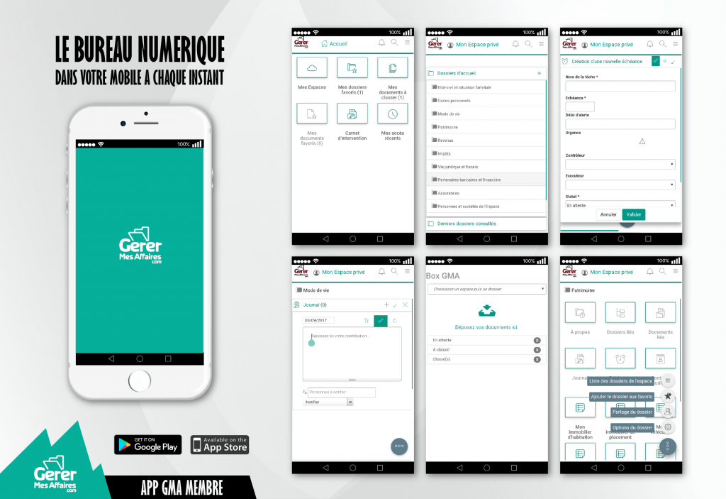 UI design de Utilisatrice de App Mobile coffre-fort numérique GMA Membre