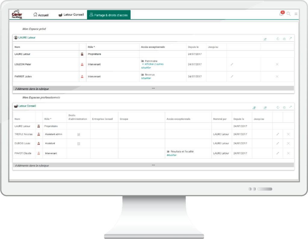 Ordinateur connecté à GererMesAffaires.com le coffre-fort numérique pro